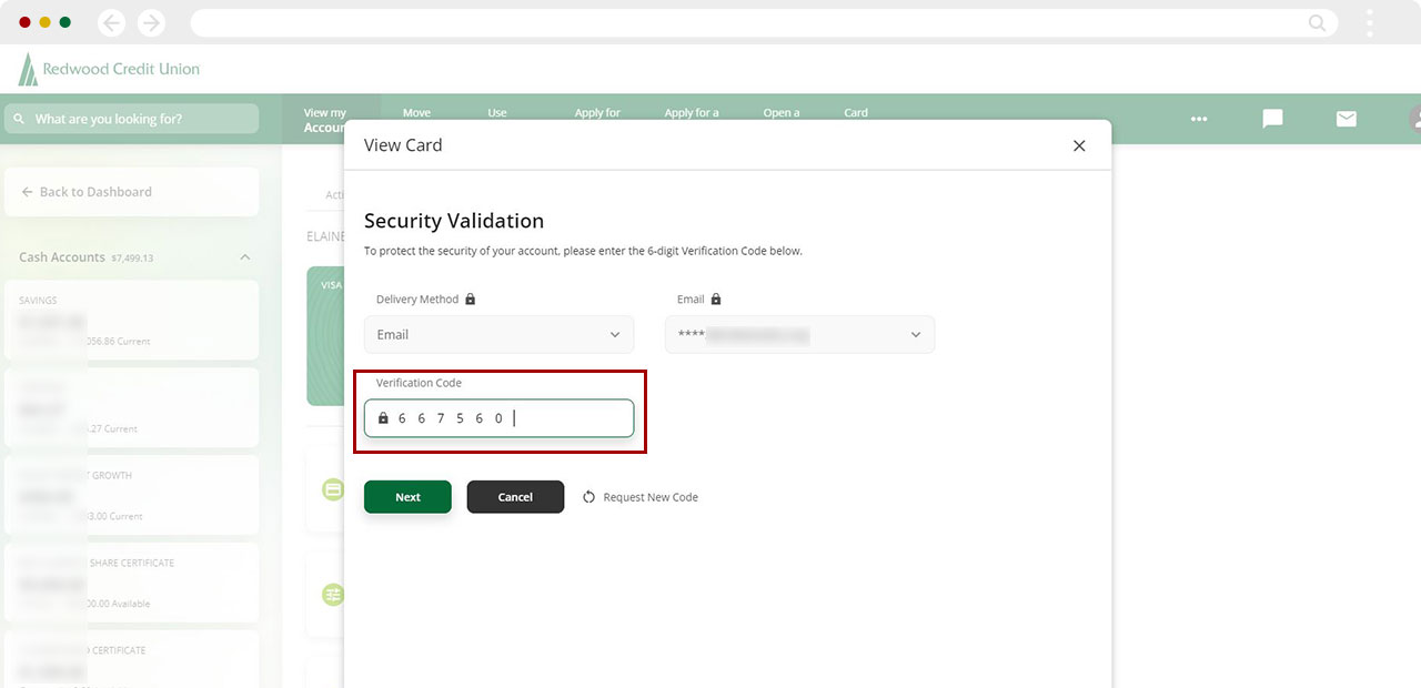 How to view my digital card in digital banking desktop step 5