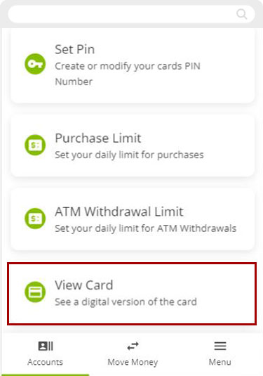 How to view my digital card in digital banking mobile step 3