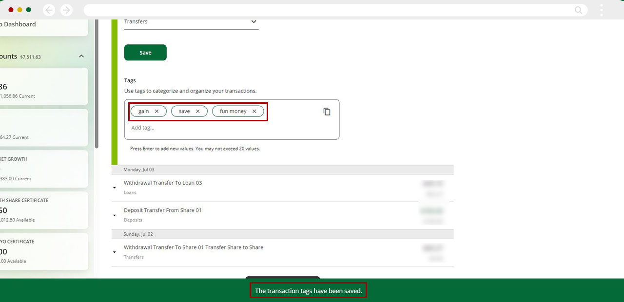 Creating a new ag a transaction in digital banking desktop step 5