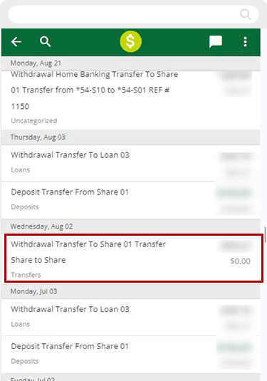 Adding a tag to transactions in digital banking mobile step 2