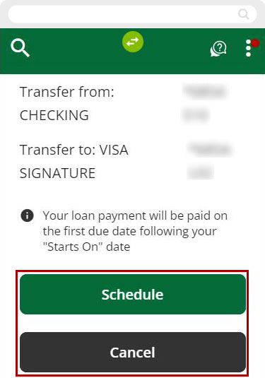 How to schedule a recurring payment mobile step 7