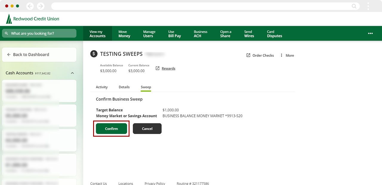 Create business sweep in desktop step 5