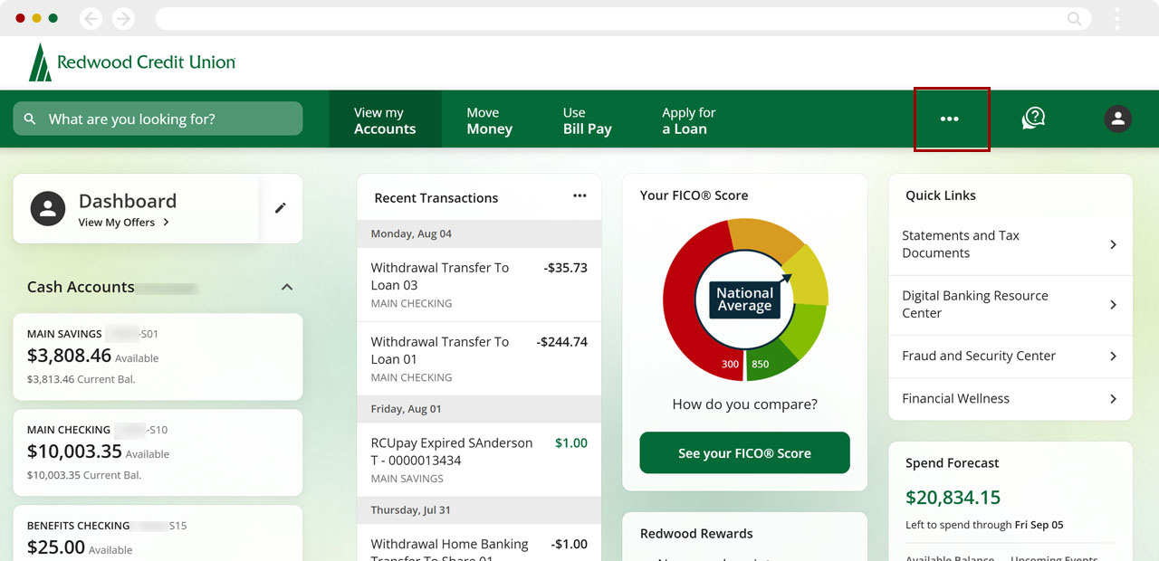 Disputing a card transaction on desktop, step 1