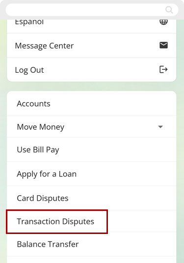 How do I dispute a transaction in mobile, step 2