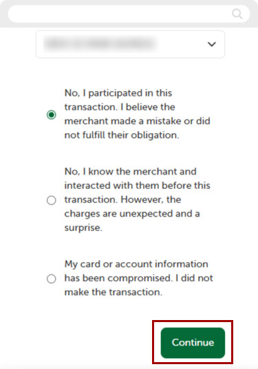 How do I dispute a transaction in mobile, step 5