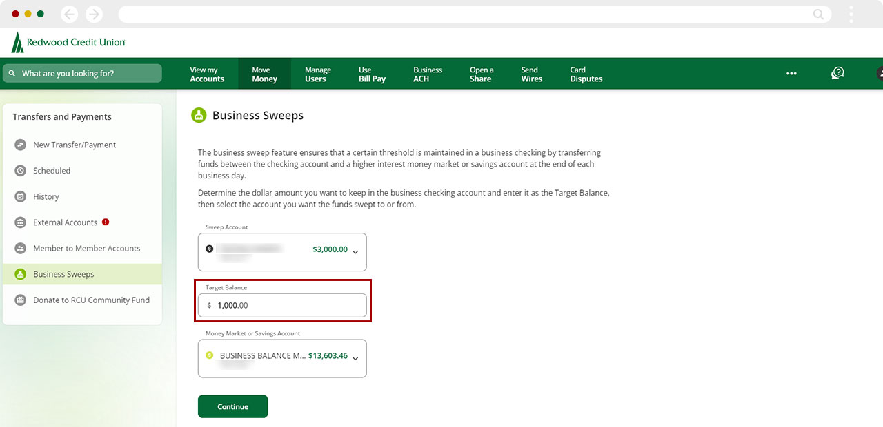 Create business sweep in desktop step 5