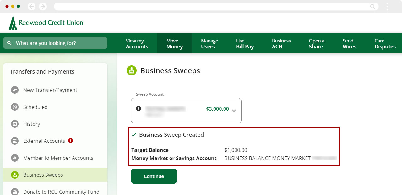 Create business sweep in desktop step 3