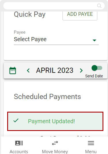 Bill Pay: How to Edit/Delete Payment mobile step 7