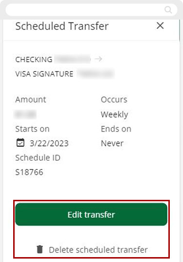 View, change, or cancel a scheduled transfer/payment mobile step 4