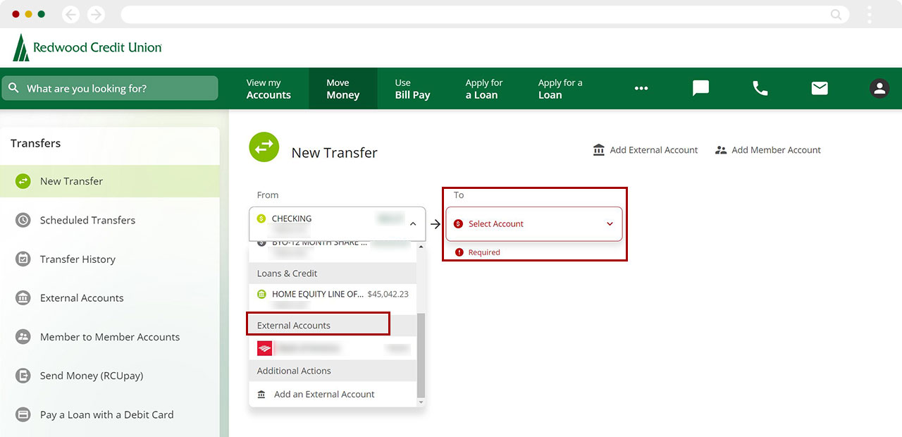 How to make a payment from account at another financial institution desktop step 3