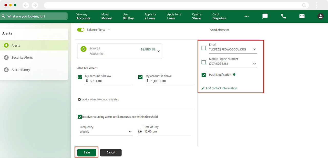 How do I set up, view, or edit loan due date reminders desktop step 4