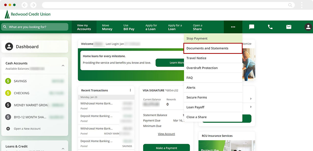 How do I print e-Statements and adjust the font size desktop step 1