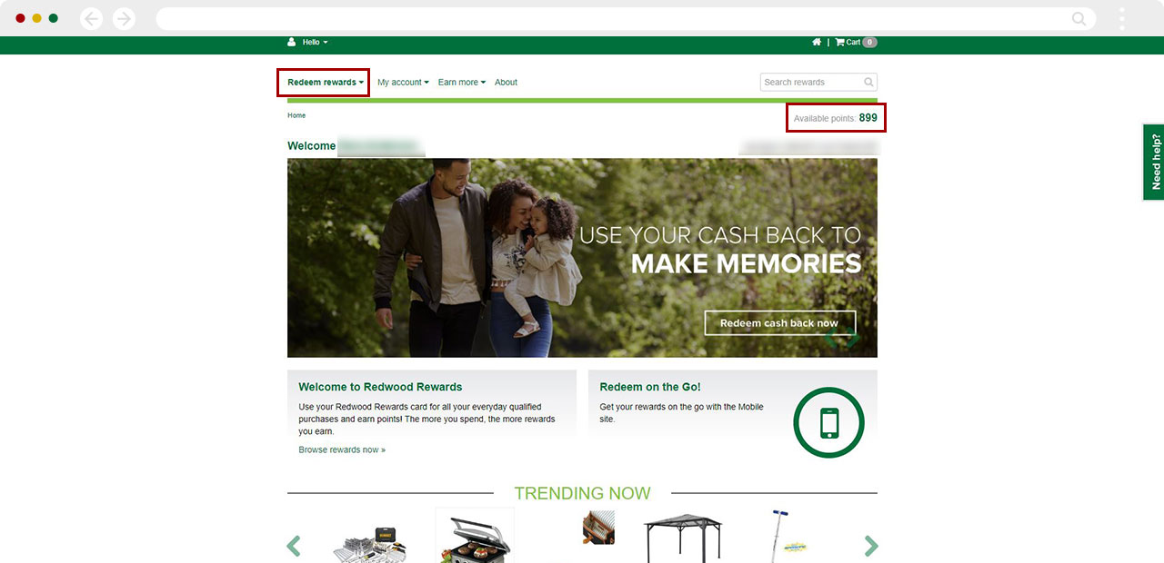 Redwood Rewards desktop step 2