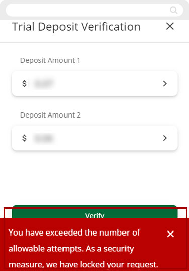unable to verify the trial deposits for external transfers mobile step 2