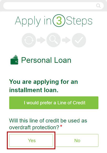 Increase my existing overdraft line of credit mobile step 5