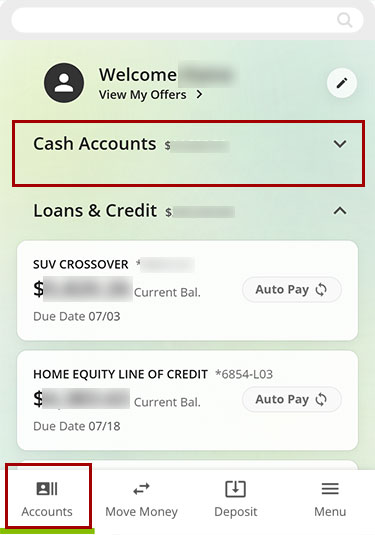 Check if my direct deposit was posted mobile step 1