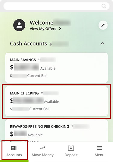 Check direct deposit was posted mobile step 2