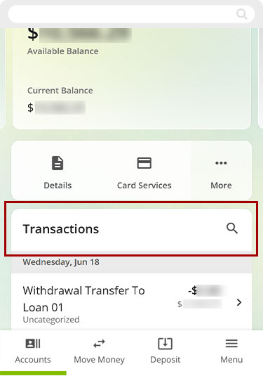 Check direct deposit was posted mobile step 3
