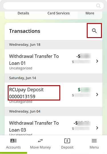 Check direct deposit was posted mobile step 4