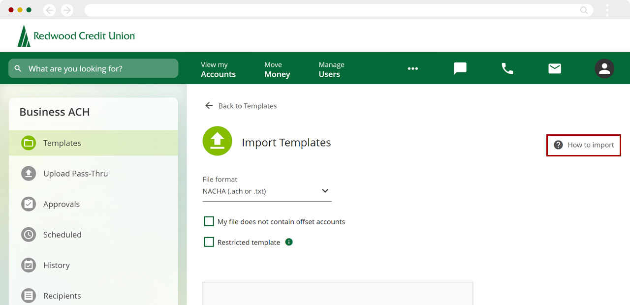 Importing a new template in desktop, step 2
