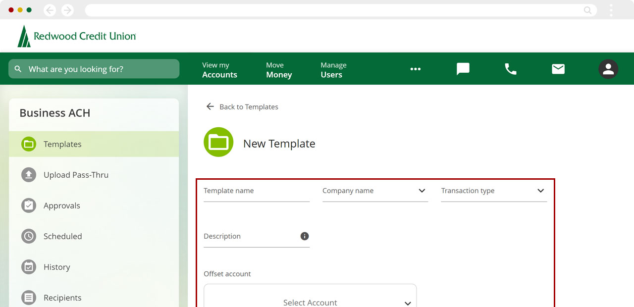 Creating a new template in desktop, step 2