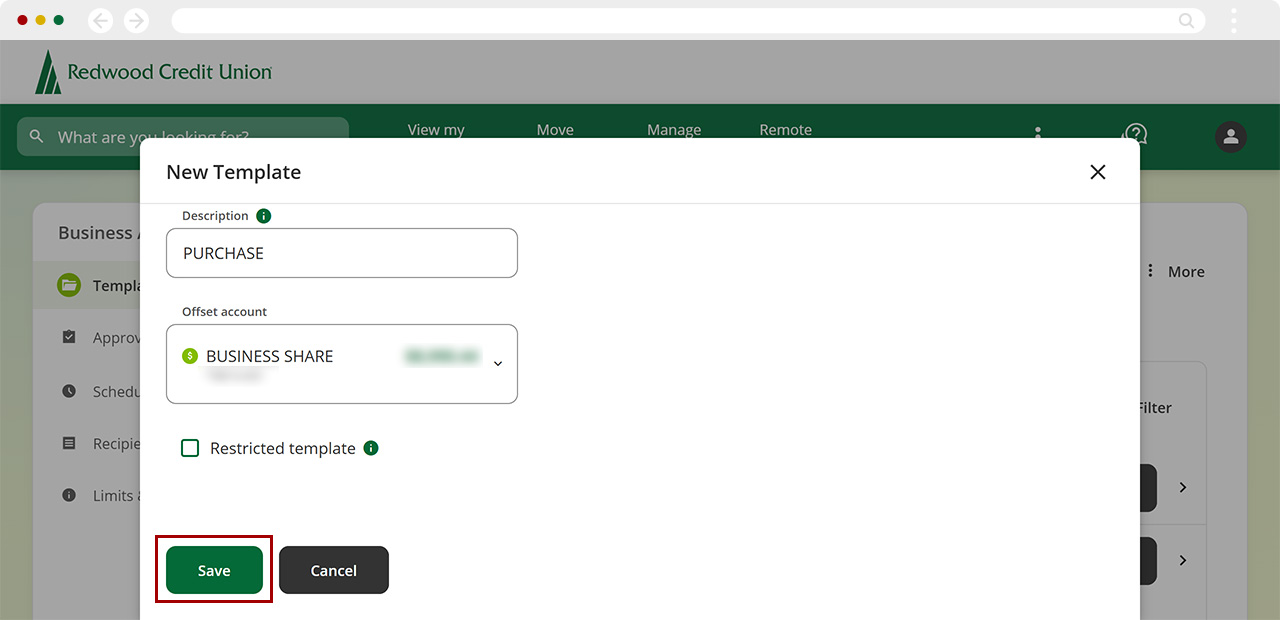 Creating a new template in desktop, step 3