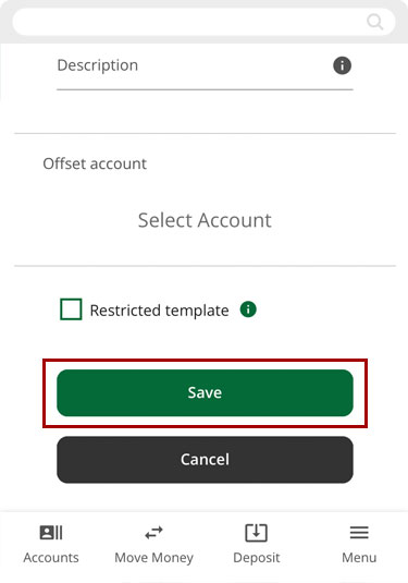 Creating a new template in mobile, step 3