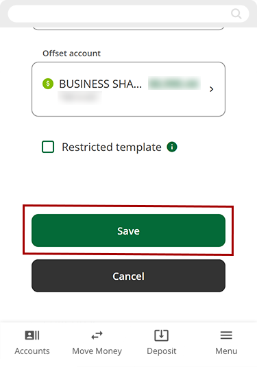 Creating a new template in mobile, step 3
