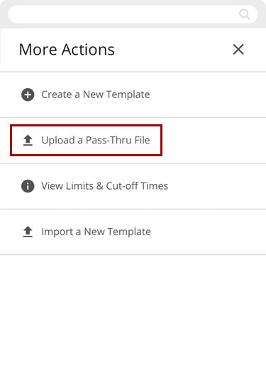 Uploading a pass-thru file in mobile, step 1
