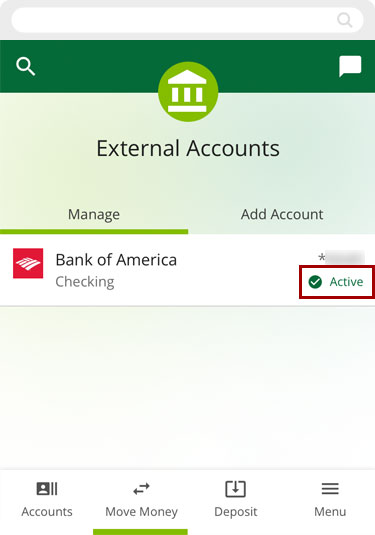 Verifying account with micro deposits in mobile, step 6