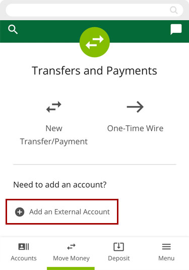Verifying account with micro deposits in mobile, step 1