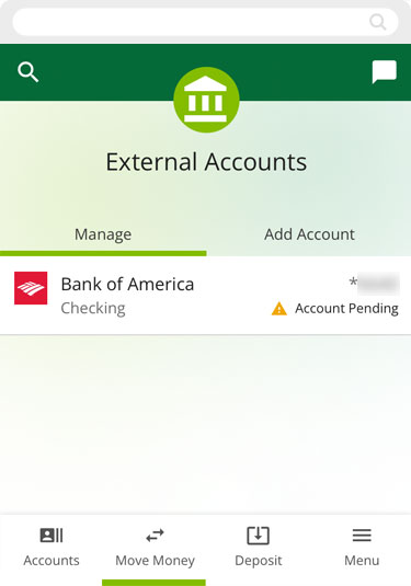 Verifying account with micro deposits in mobile, step 3