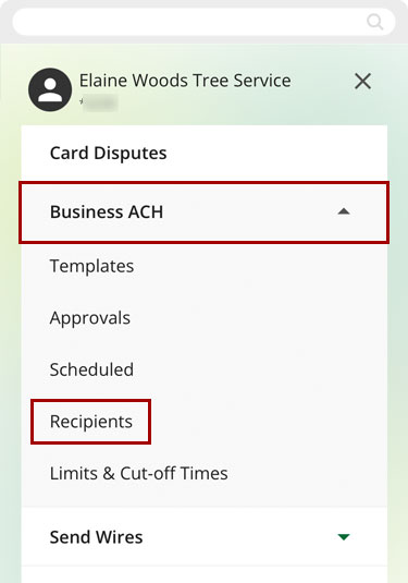 Adding, editing or deleting recipients on mobile, step 2