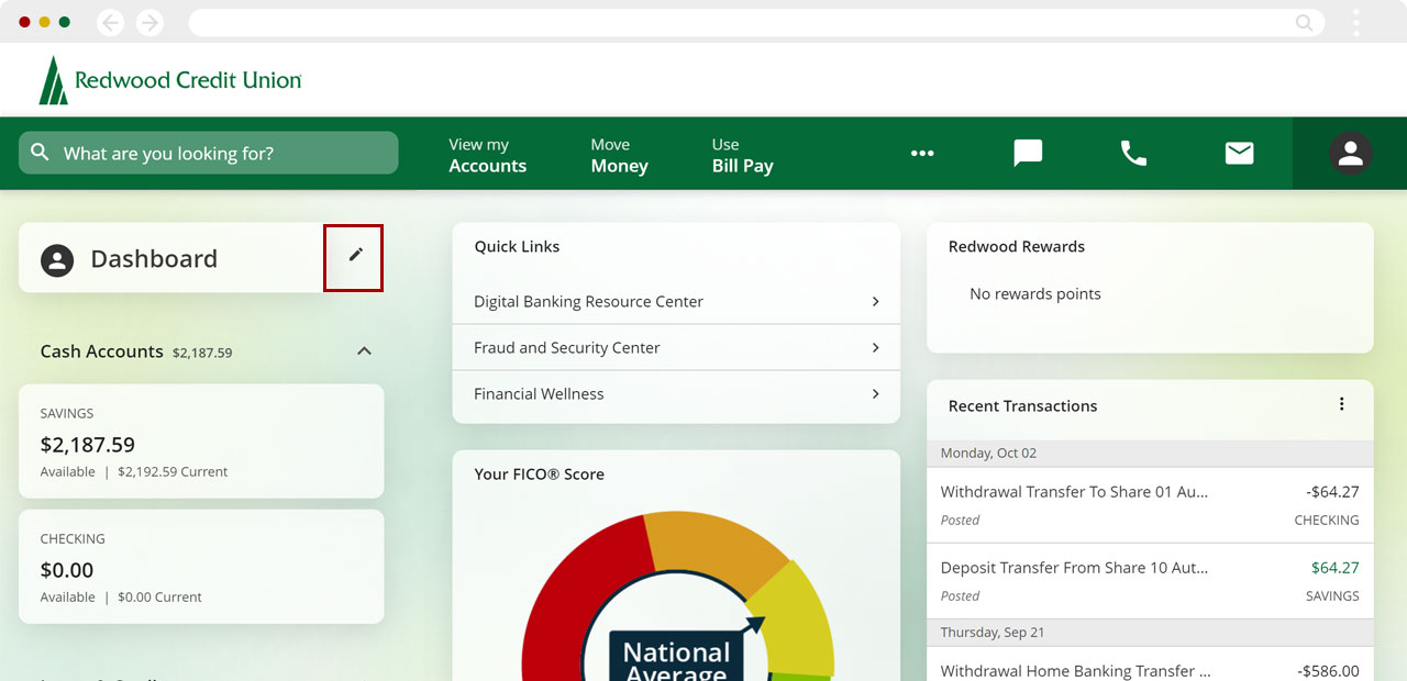 Customize your dashboard on desktop, step 1