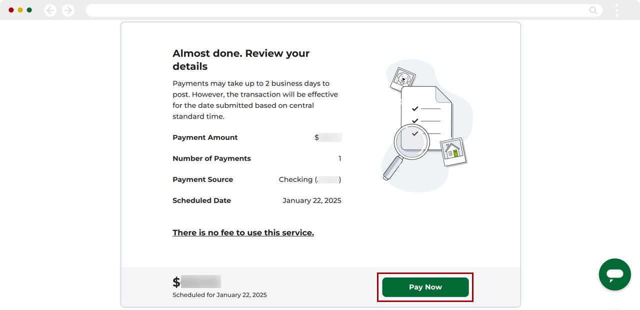 Making first mortgage payments using digital banking, step 5