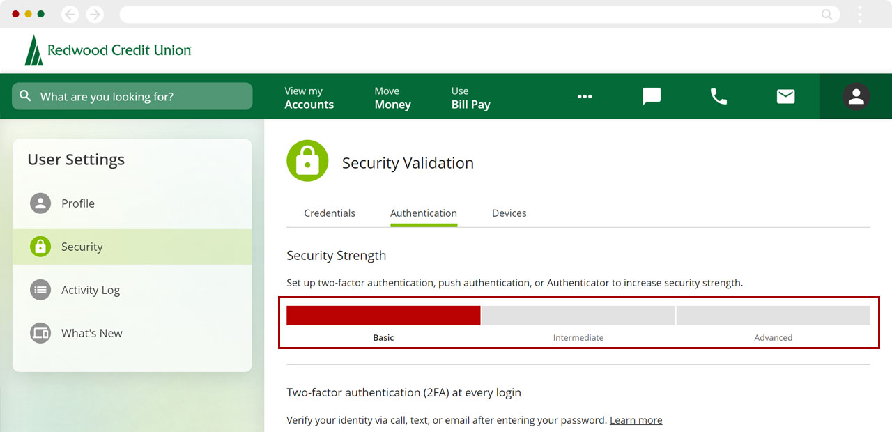 Accessing multi-factor security in desktop, step 4