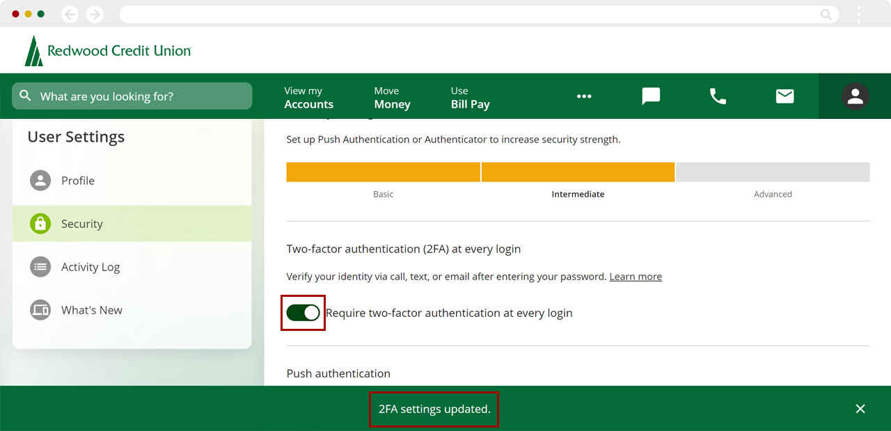 Setting up two-factor authentication in desktop, step 2
