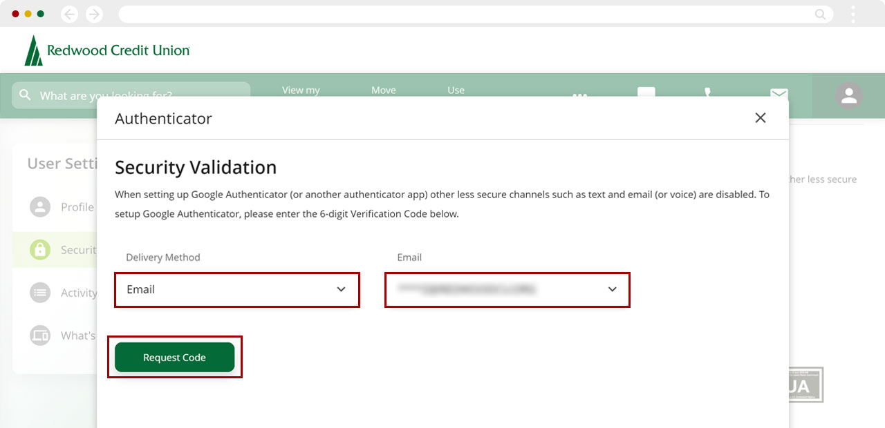 Setting up Authenticator in desktop, step 2