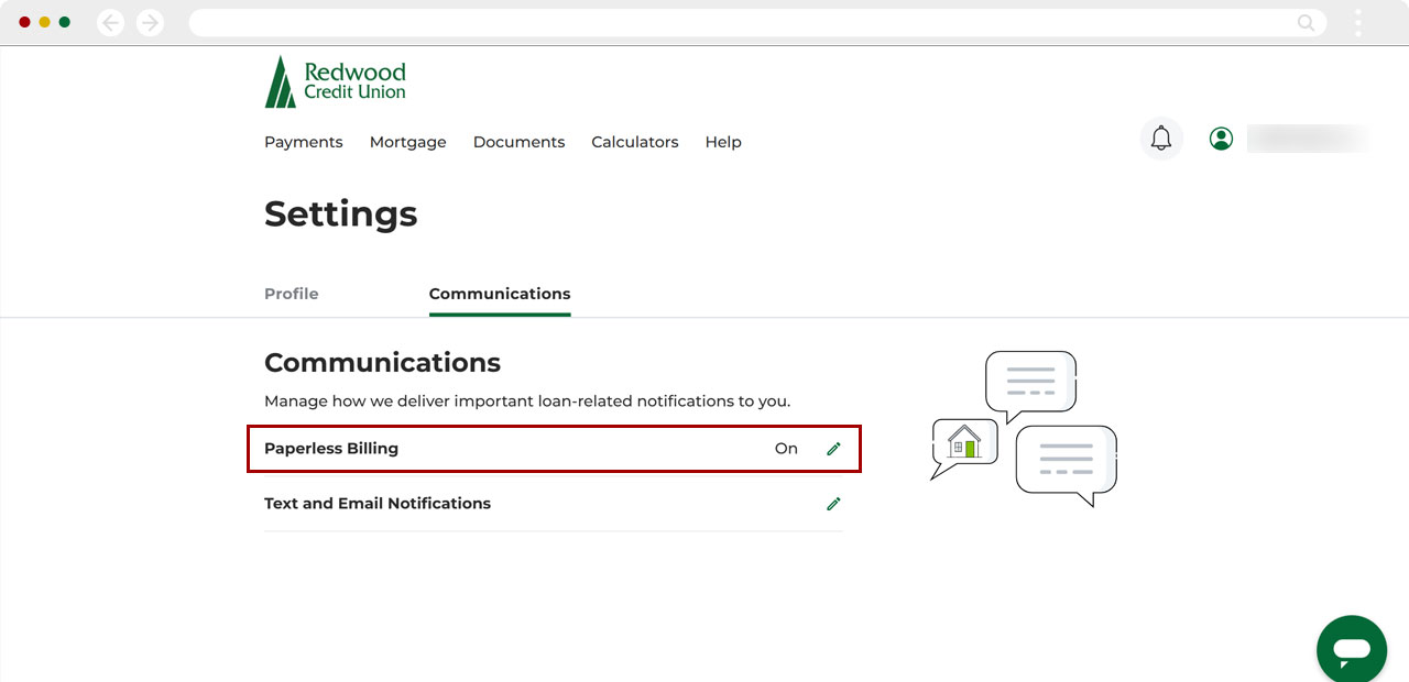 Enabling paperless first mortgage statements on desktop, step 6