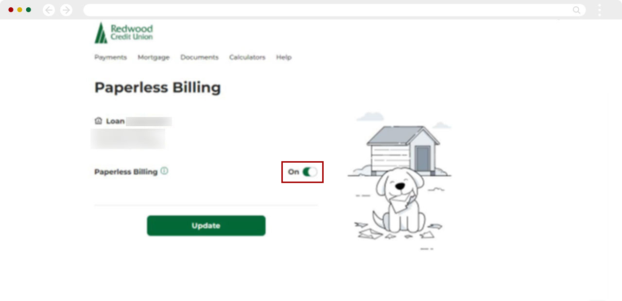 Enabling paperless first mortgage statements on desktop, step 7