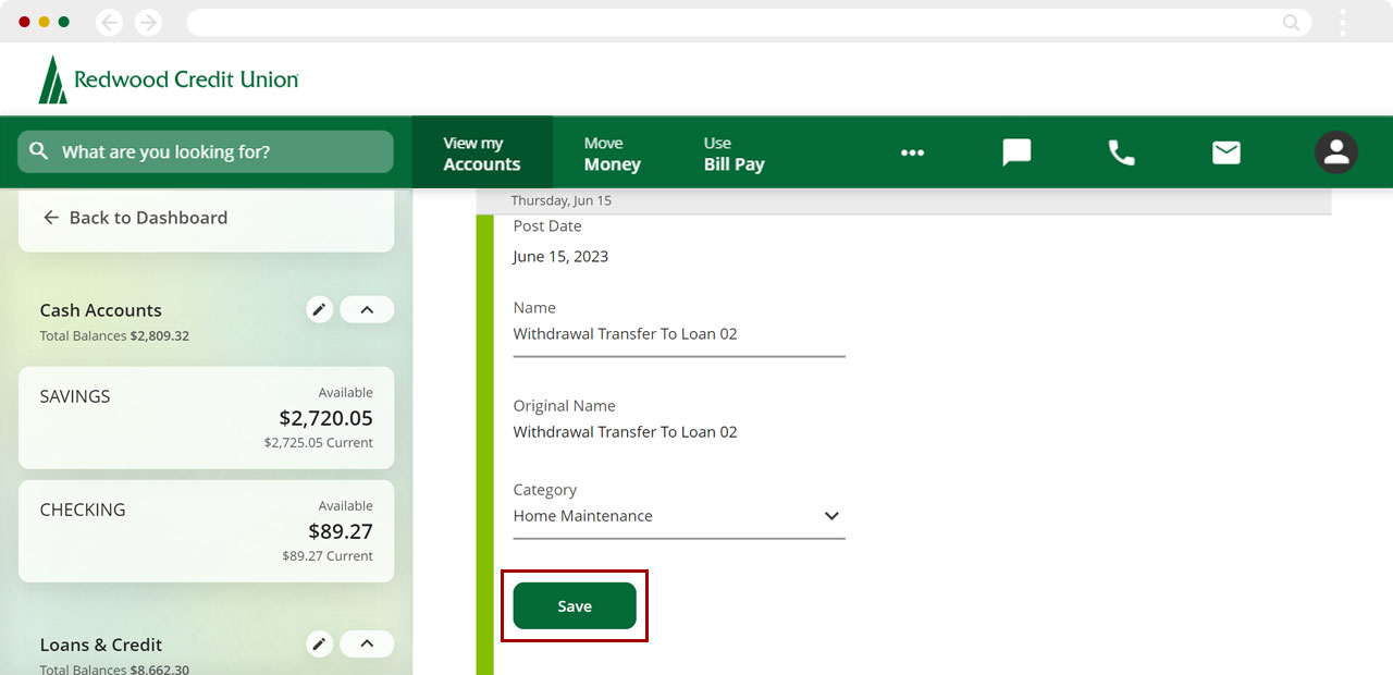 Recategorize transactions in the Spending Analysis tool using a computer, step 6