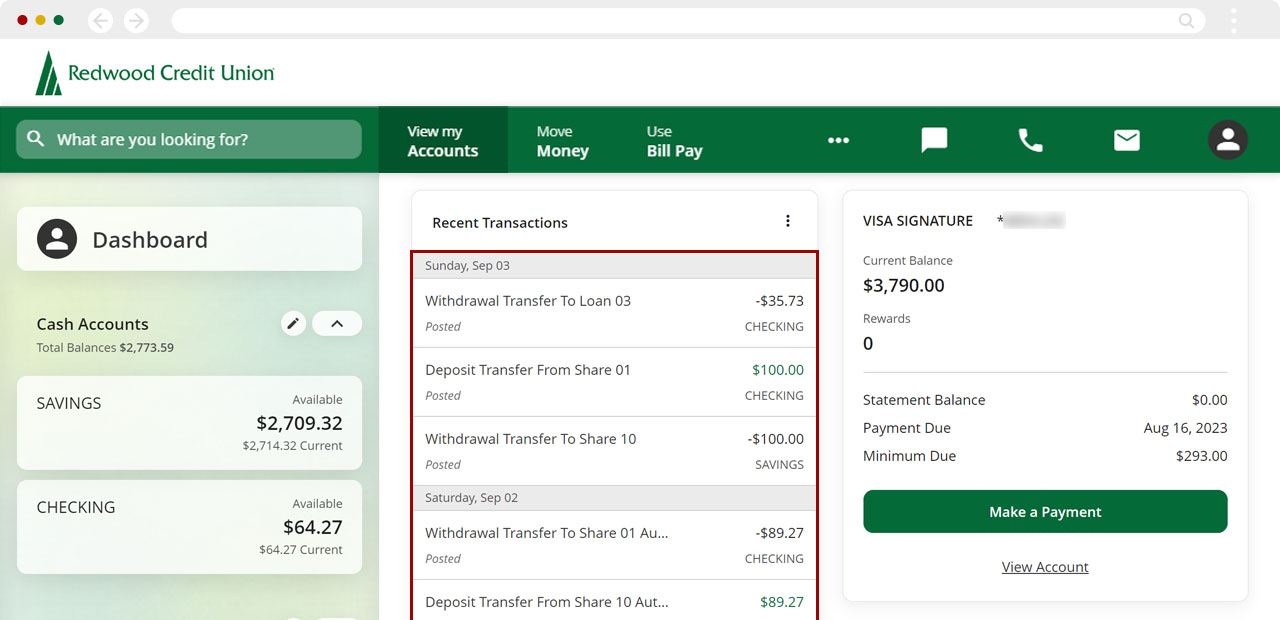 Recategorizing transactions using the Recent Transactions widget on desktop, step 1