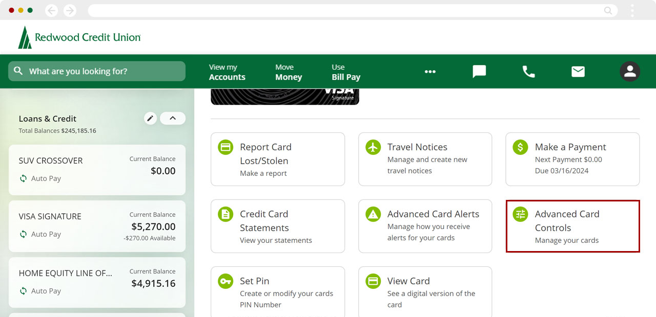 Register for card alerts in desktop, step 2