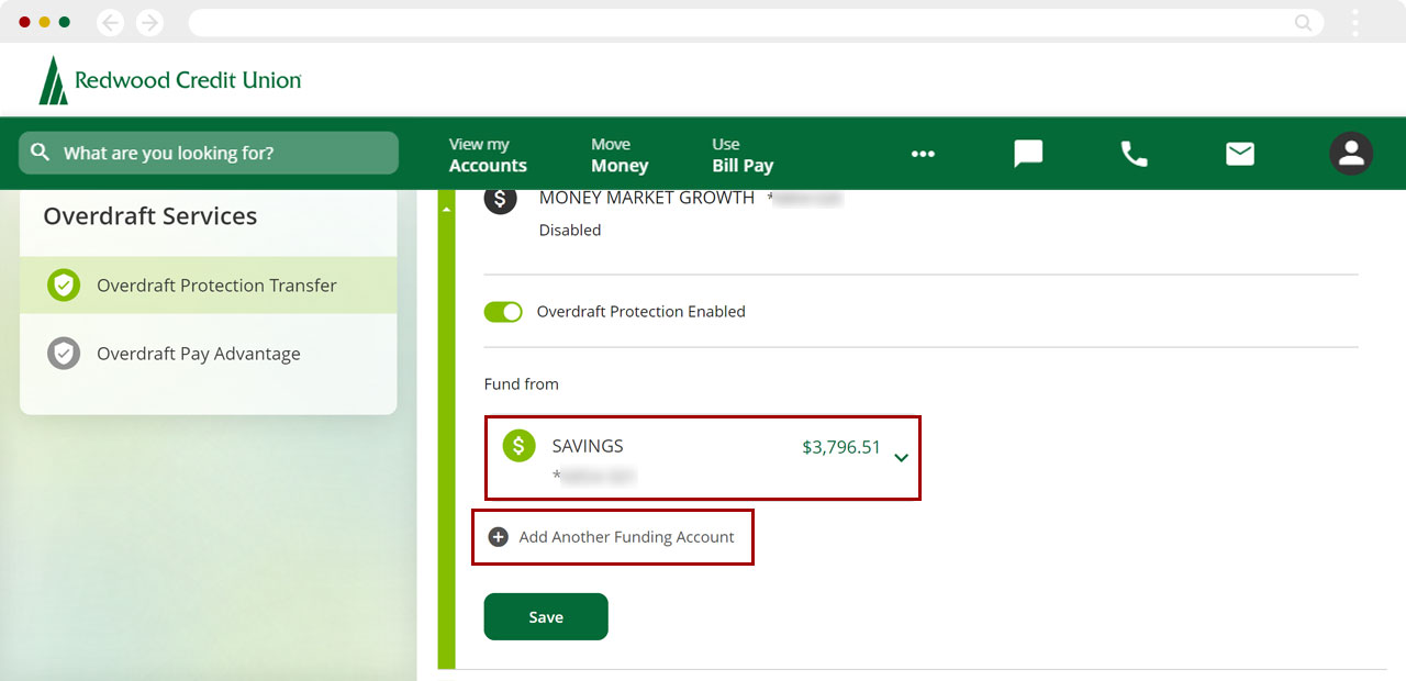 Updating overdratf protection transfer in desktop, step 4