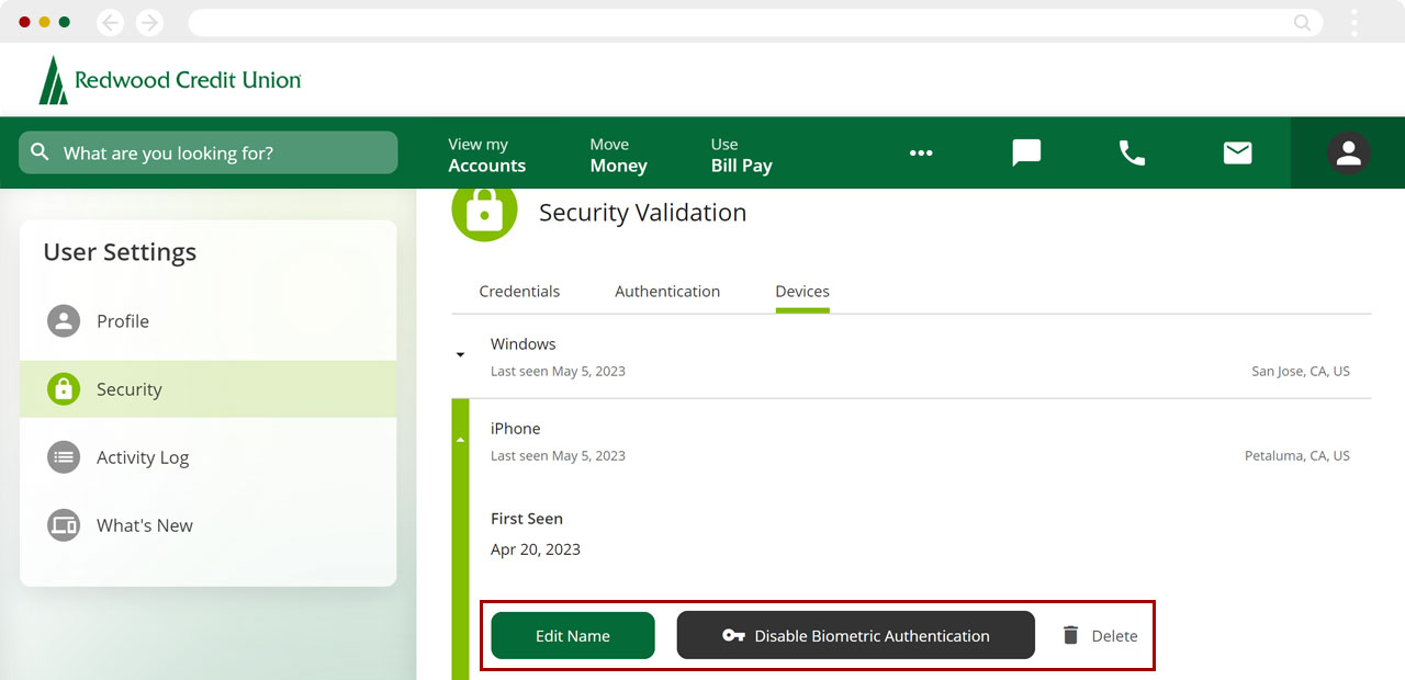 View, adjust, and/or delete devices used in desktop, step 5