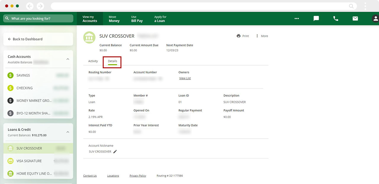 Check Current Rate in digital Banking desktop step 2