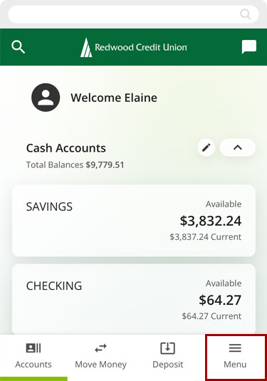 Activating the Financial Wellness feature in mobile, step 1