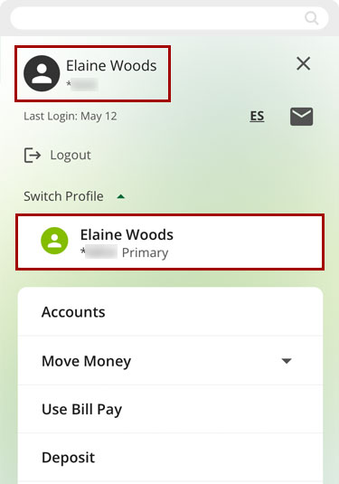 Switch to a different account profile in mobile, step 5