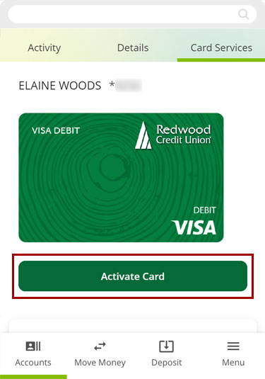 Activating a physical card in digital banking in mobile, step 3
