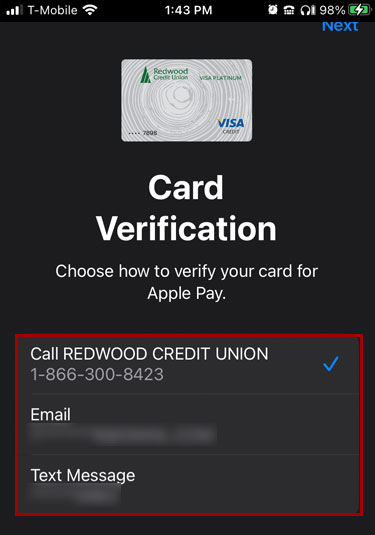 Adding a card to Apple Wallet in mobile, step 5